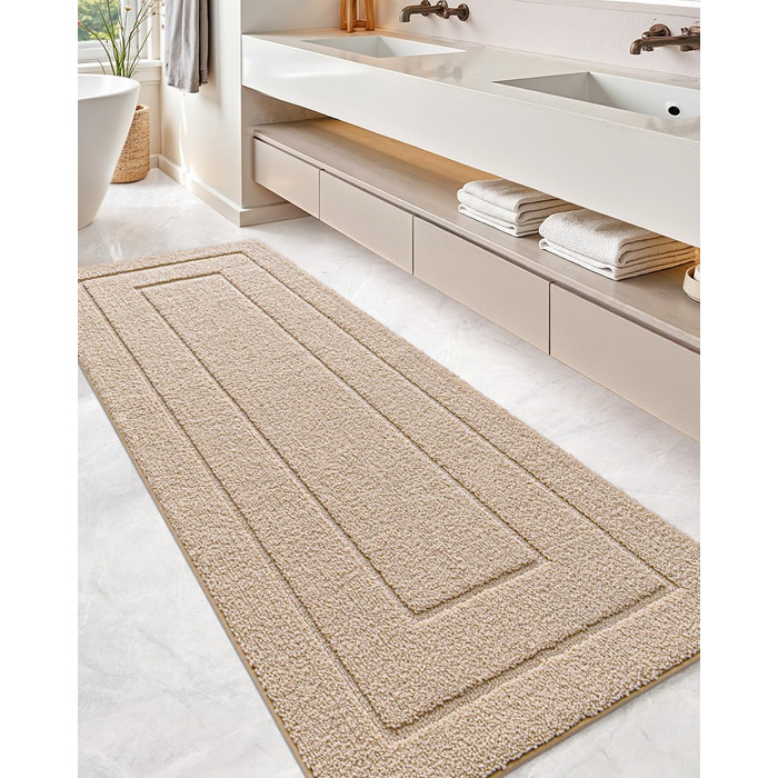 Килимок для ванної кімнати DEXI, преміум-якість, м'який, поглинаючий, з антиковзаючим покриттям, 40.6 x 61 см (2' x 5' Rectangular), Бежевий