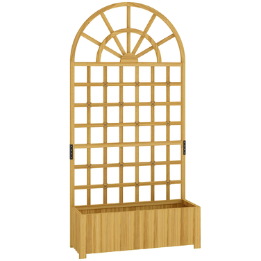 Підставка для рослин з ящиком для квітів, дерев'яна, з дренажними отворами та опорою для ліан, 90 x 30 x 180 см, натуральне дерево