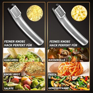 Прес для часнику та імбиру з нержавіючої сталі - не потрібно чистити | Легко миється, для дрібного подрібнення | 5 років гарантії