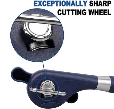 Безпечний відкривач консерв, ручний, з гладкими краями, боковий, ергономічний, для кухні та ресторану, колір морської хвилі