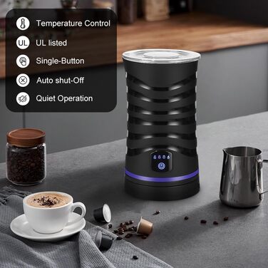 Електричний спінювач молока 4-в-1: гарячий та холодний, для кави та напоїв. Антипригарне покриття, автовимкнення