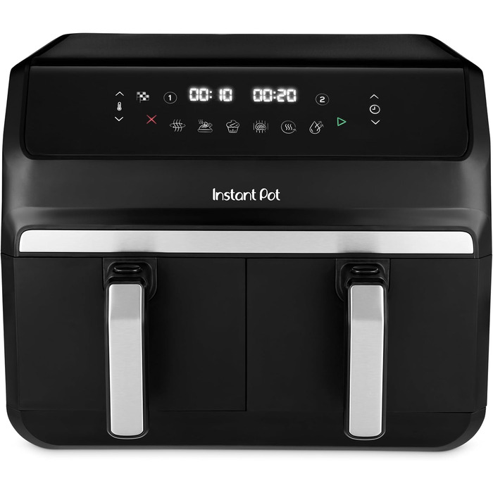 Фритюрниця повітряна Instant Pot Vortex Compact Trüffel Grau 5 л з кошиком, сімейна, 4-в-1: фритюрниця, сушарка, духовка, підігрівач, антипригарне покриття, легко чиститься, можна мити в посудомийній машині. Колір: Трюфель (8 л, Чорний)