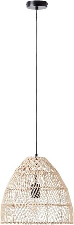 Підвісний світильник в природному стилі з коротким кабелем - висота 120 см - Ø 35 см - цоколь E27 - макс. 25 Вт - виготовлений з ротанга/металу - в натуральному/білому кольорі