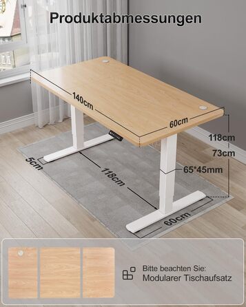 Дитячий електричний стіл Airfish 80x60/140x60 см з регулюванням висоти та функцією пам'яті | Стіл для дому/офісу