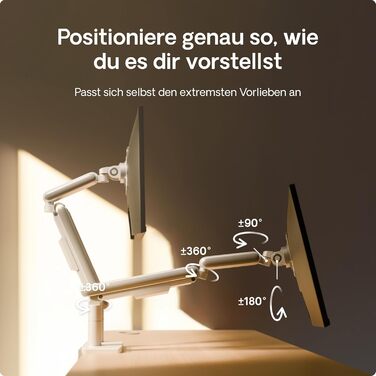 Кріплення для монітора Desktronic, до 32 дюймів, 8 кг, 360° обертання, регулювання висоти, міцна конструкція, проста установка, для великих моніторів, ергономічне, VESA 75/100 (білий, ДВОЙНЕ)