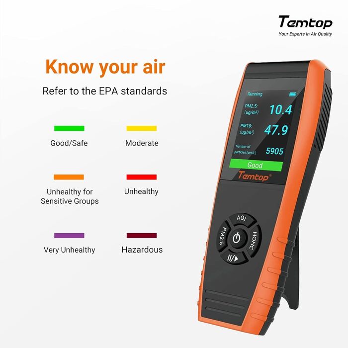 Вимірювач якості повітря Temtop LKC-1000S+ (Формальдегід, TVOC, PM2.5, PM10)