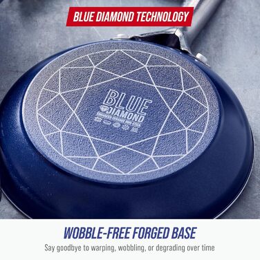 Набір посуду Blue Diamond Diamantstruktur Keramik Antihaft, 7 предметів: каструлі, сковорідки, молочник. Без PFAS, для всіх типів плит, індукція, безпечний для духовки до 200°C, миття в посудомийній машині.