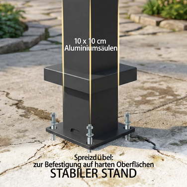 Пергола приблизно 3x3 м, алюмінієвий дах для тераси з регульованими ламелями, кріплення до стіни, темно-сірий