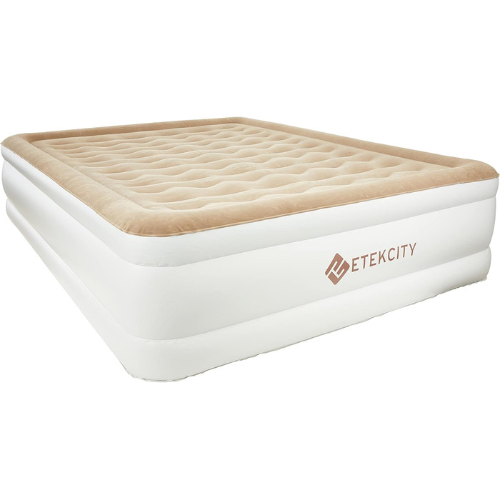 Надувне ліжко Etekcity EAM-ET2 для 1 особи - односпальне надувне ліжко для кемпінгу та відпочинку, 203 x 152 x 46 см, білий