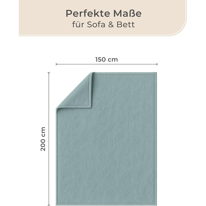 Плед LAYENBURG Premium з бавовняного міксу, 150x200 см, Eukalyptus (Евкаліпт), сертифікат Oeko-Tex 100