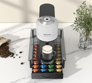 Тримач для капсул Vertuo та Nespresso: органайзер на 90 капсул, сірий метал, для кухні