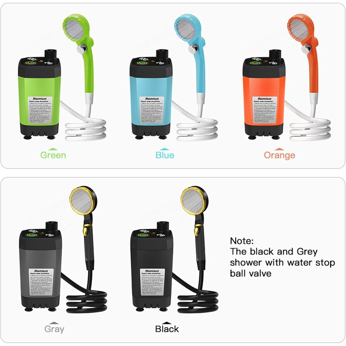 Набір для душу на кемпінг Green 6000mAh з цифровим дисплеєм та регулюванням, для дому та подорожей