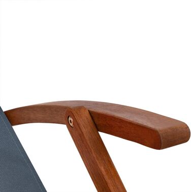 Лежак для відпочинку Casaria® з дерева, вологостійкий, складаний, регульований, до 160 кг, підлокітники, подушка для шиї, для саду та балкону, акація, 94x94x60 см, антрацит