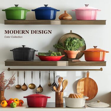 Чавунна казан-каструля Overmont з емалевим покриттям, 26 см, 5.2 л, індиго-синя — універсальний сотейник з кришкою для запікання та тушкування, підходить для духовки