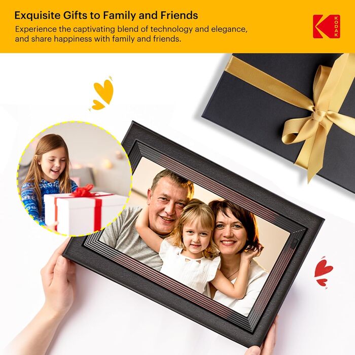 Цифровий фоторамка Kodak 27 дюймів з IPS екраном, USB/SD, фото/музика/відео, календар, пульт ДК, коричневий