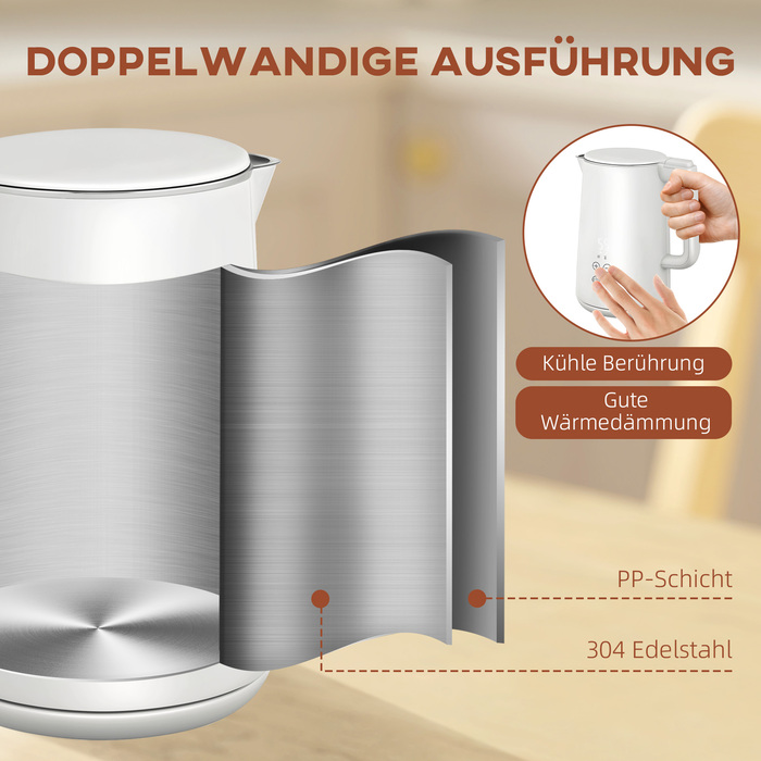 Набір кухонних приладів: чайник та тостер, 7 рівнів підсмажування, швидке кип'ятіння, нержавіюча сталь, пластик, білий