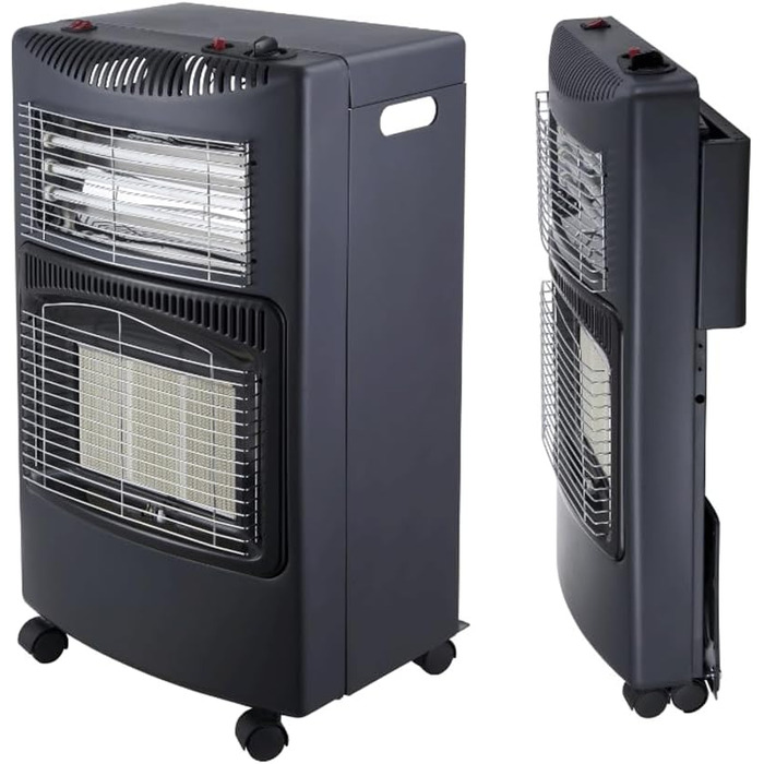 Газовий та електричний обігрівач 4200 Вт гібридний з газовим регулятором | для використання в приміщенні та на вулиці (газовий обігрівач тільки на вулиці) | підходить для балонів бутан/пропан до 11 кг | з підключенням до електромережі