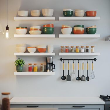 Набір настінних полиць 4 шт. для декору та книг з МДФ, білі 40x14x3 см