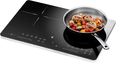 Індивідуальна індукційна плита WMF Kult X з 2 конфорками, діаметром до 28 см, 8 рівнів, функція розпізнавання посуду, сенсорний дисплей, склокераміка, таймер, 3500 Вт