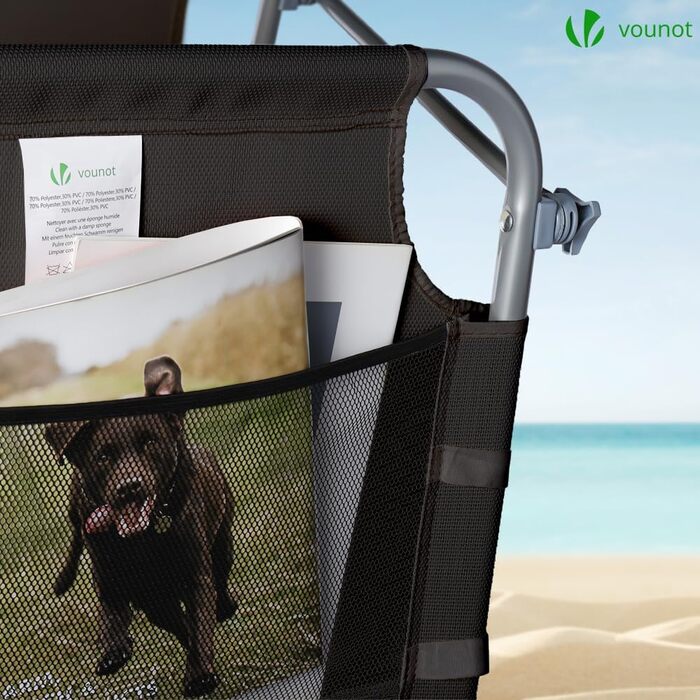 Розкішні лежаки для відпочинку Vounot (2 шт.): регульована спинка, захист від сонця, для саду, басейну, тераси (чорний)