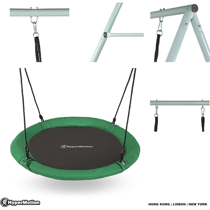 Гойдалка садова HyperMotion Storchennest з А-рамою для 2 осіб, зелена - 102 см, до 150 кг, UV-стійка