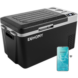 EUHOMY Компресорний холодильник -20℃~20℃, 24QT (22 літрів), 12/24V DC, 220-240V AC, з керуванням через додаток для кемпінгу, подорожей, вантажівок та дому