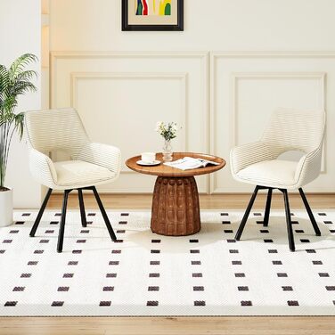 Набір обідніх стільців 4 шт. з поворотним механізмом 360°, стільці з підлокітниками на металевих ніжках, підходять для обідньої кімнати, м'які стільці з велюру, бежевого кольору