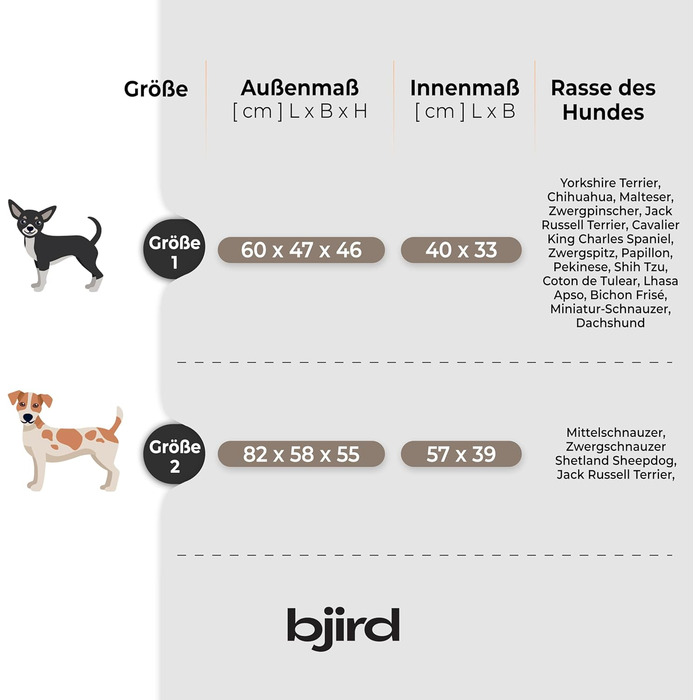 Будка для собак Bjird - будиночок для собак малих і середніх розмірів - знімний чохол - стійкий - 60x47 см