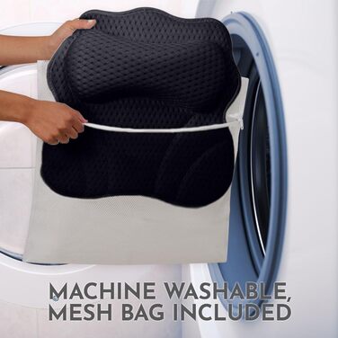 Подушка для ванни WONDERfoam з ергономічною підтримкою голови, шиї та спини, антиковзаюча, машинного прання, дихаюча, швидковисихаюча, сітчаста