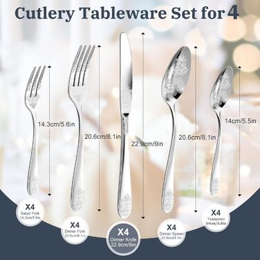 Набір столових приборів DRAGON RIOT Gold 30 предметів: нержавіюча сталь, для 6 осіб, з ножем, виделкою, ложкою. Підходить для дому, ресторану, вечірки. Колір: золотий (20 предметів сріблястого кольору).