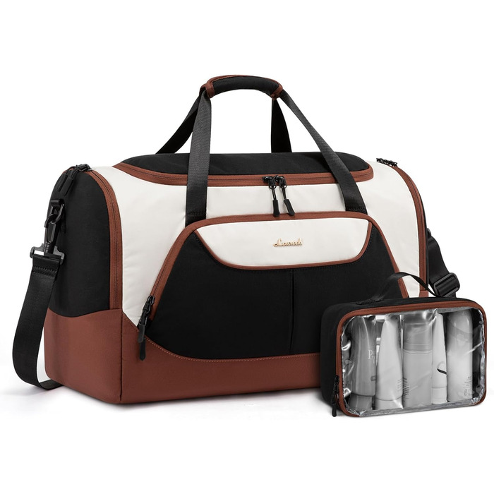 Спортивна сумка LOVEVOOK для жінок, 30л з відділенням для взуття та мокрих речей, невелика сумка для спортзалу, плавання, сауни, ручної поклажі для спорту, фітнесу, тренувань та подорожей, водонепроникна дорожня сумка-мішок (B-бежевий, коричневий, чорний,