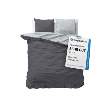 Комплект постільної білизни Sleeptime 200x200, 3-частини - 100% бавовна, сірий антрацит | Оeko-TEX®, блискавка, дихаючий