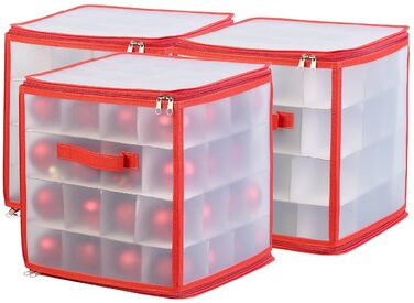 Набір 3 бокси для зберігання новорічних прикрас Infactory: для 64 ялинкових куль до 6 см, з ручками