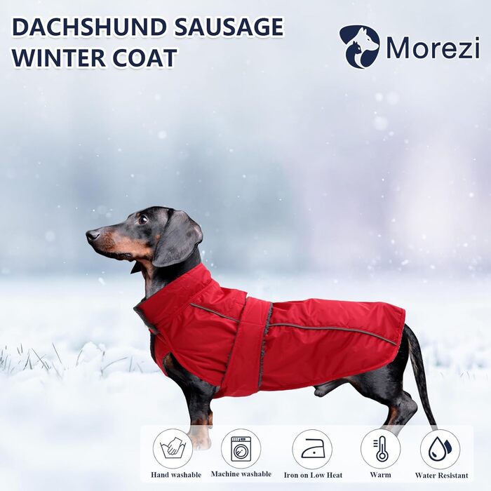 Дощовик Morezi Dachshund водонепроникний, флісова підкладка, світловідбиваючий, регульований - для маленьких/середніх собак