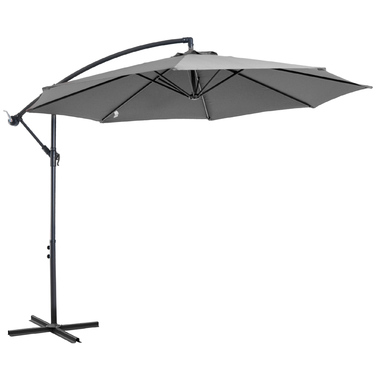 Парасолька Outsunny Parasol Crank зі сталевим каркасом і поліефірною тканиною сірий Ø2,95x2,45 м для саду, патіо, балкона