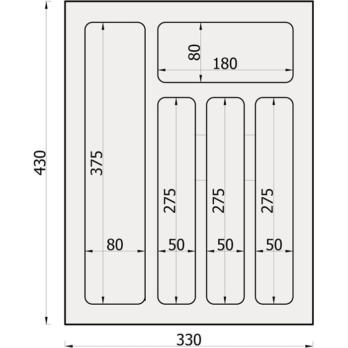 Лоток для столових приборів Sossai Divio 40см 33x43см можна вирізати за розміром 5 відділень білий система організації лотків для столових приборів