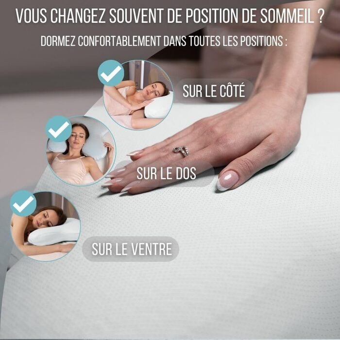 Дитяча подушка Inphysio з Memory Foam: бамбукова тканина, ергономічна підтримка шиї, 50x30x5,5 см (білий - метелик)