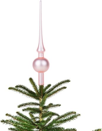 Джек Різдвяна ялинка мереживо Тюрінгського скла 28 см мереживо ручної видувки крижаний лак глянсовий матовий, Колір (Рожевий матовий)