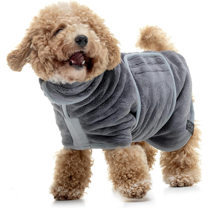 Халат для собак Lucky Paws - ультрам'який та поглинаючий (XL, сірий)