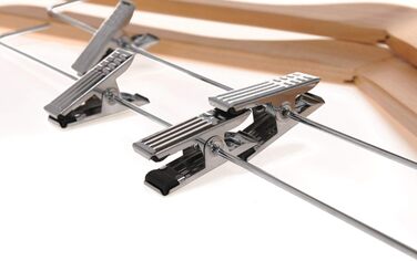 Дерев'яні вішалки для одягу з кліпсами, масивне дерево, вішалка для штанів, міцні металеві кліпси, поворотний гачок, для пальто, жакети, блузи, костюми (Натуральне дерево, 20 шт.)