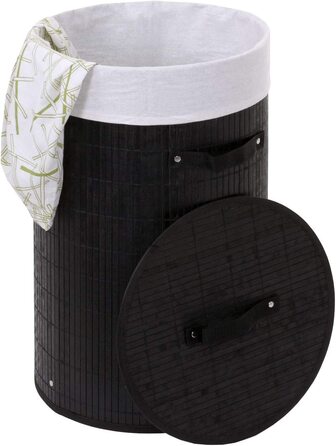 Кошик для білизни Mendler HWC-C21, ящик для прання білизни, кошик для білизни, кошик для білизни, бамбук близько 59x35 см, 50 л- (Чорний)