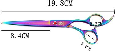 Набір ножиць для стрижки та проріджування шерсті для собак Purple Dragon, 7,0-дюймова прикраса зі стразами, 3 шт.-рожевий (кольори веселки)