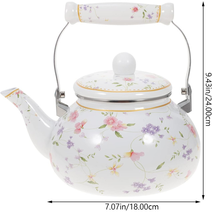 Емальований чайник Vaguelly в стилі ретро 2,5 л білий
