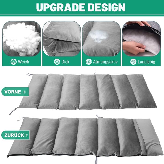 Складаний лежак з підголівником, 200 кг, сірий – для дому, балкону, пляжу, басейну