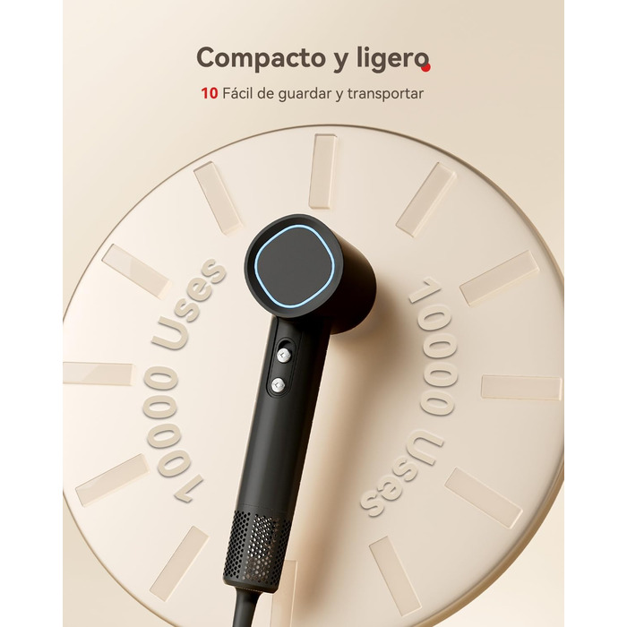 Професійний іонний фен для волосся з дифузором, безщітковий мотор 160 000 об/хв, швидке сушіння, сірий