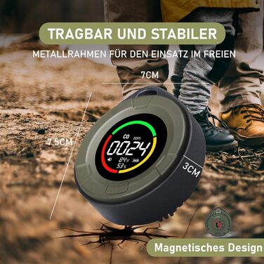 Портативний детектор CO для подорожей: міні-пристрій для виявлення CO, 120 годин роботи в режимі очікування, для кемпінгу, дому та вулиці