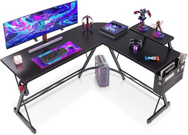 Ігровий стіл ODK L-подібний ергономічний 147x120 см чорний