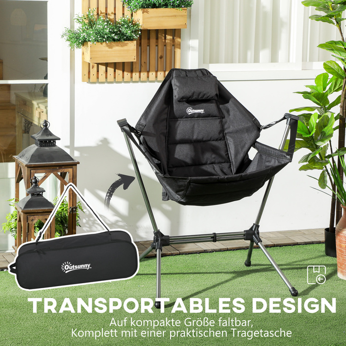 Складне садове крісло Outsunny Hammock Camping Chair до 120 кг, чорний від Oxford для саду та кемпінгу