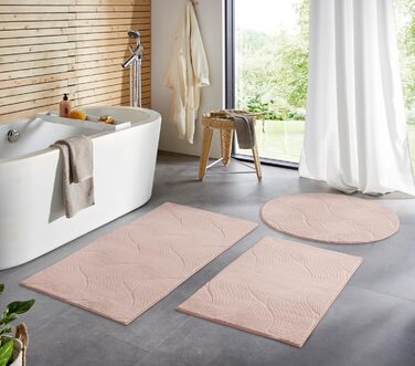 Килимок для ванної кімнати Taracarpet, зелений з листям, 80x150 см, антиковзаючі, миючий, для ванни та душу