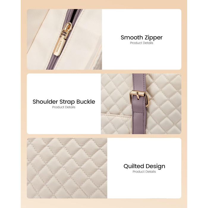 Сумка для ноутбука LOVEVOOK 15.6 дюймів для жінок з відділенням для ланчу, сумка-шоппер, ділова сумка, портфель, сумка для навчання, містка, водонепроникна, для офісу, університету, чорна (15.6 дюймів, Бежевий, Рожевий)